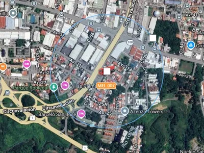 Circle geofence drawn around a city area on the GPS tracking platform map