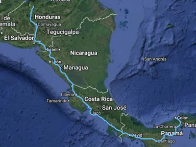 Route geofence from Panama to Honduras across Central America